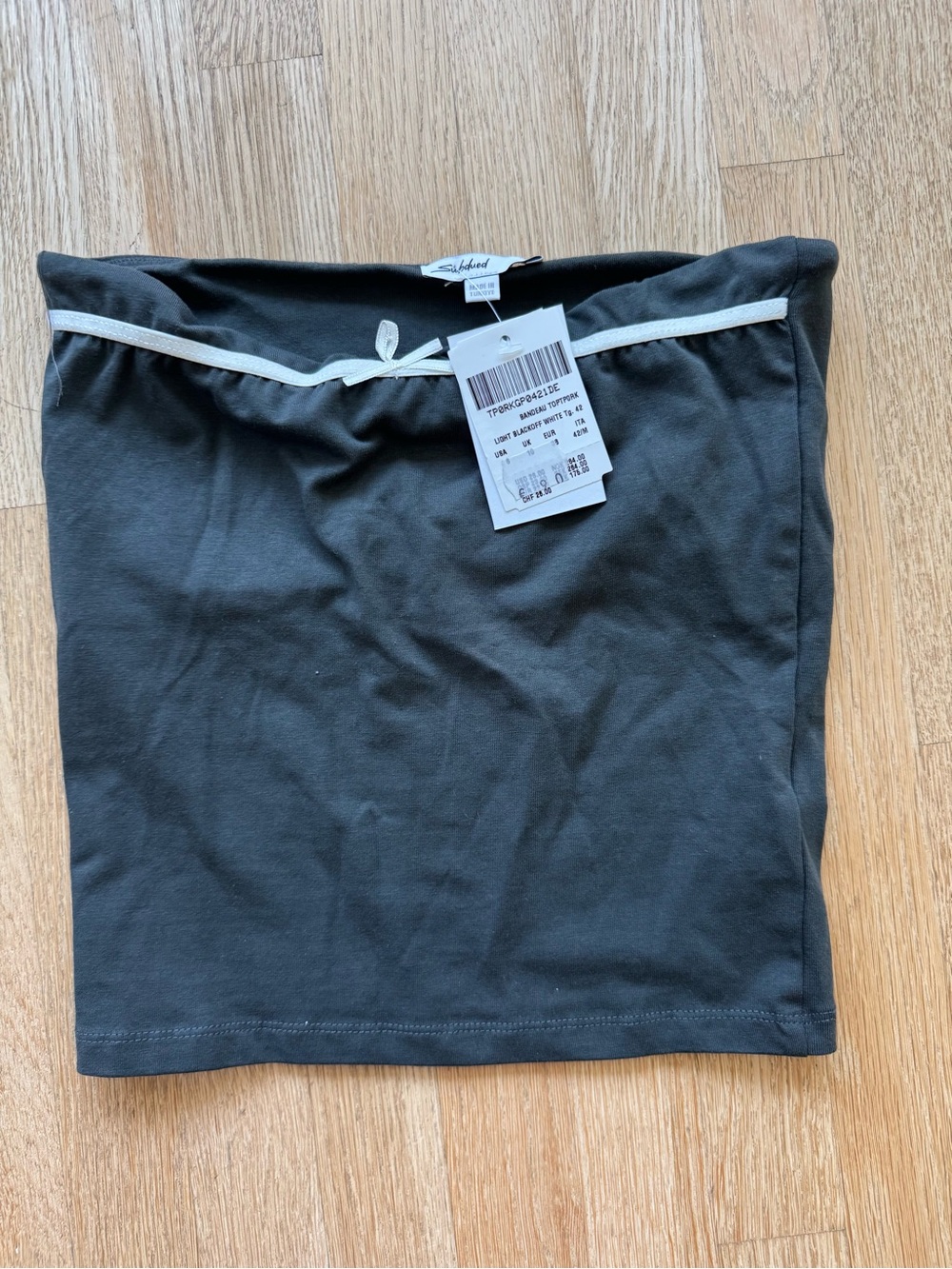subdued Black Crop Top with Cream Trim